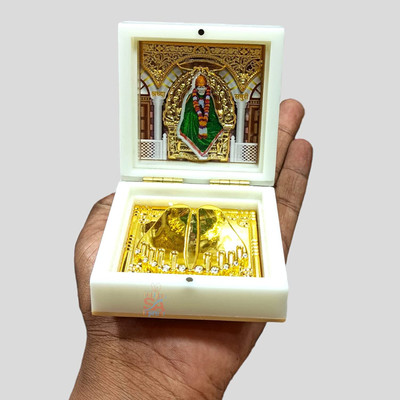 S A Gifts Gold Plated Shirdi Sai Baba Idol with Pad Chinh Box for Birthday,Office Party Decorative Showpiece  -  5.1 cm(Gold Plated, Gold)