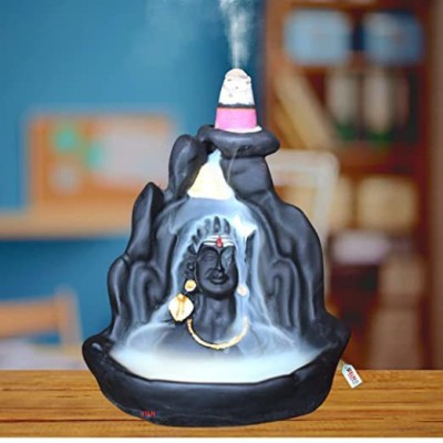 Subhanjali Lord Adiyogi Shiva Statue Showpiece I With 10 cented Cone(Polyresin, Black) Decorative Showpiece  -  12 cm(Polyresin, Black)