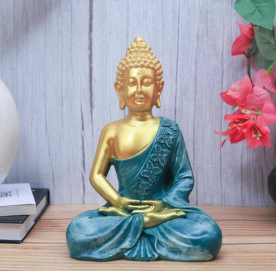 gdd Sea green Buddha Showpiece for Home Décor Decorative Showpiece  -  25 cm(Resin, Blue)