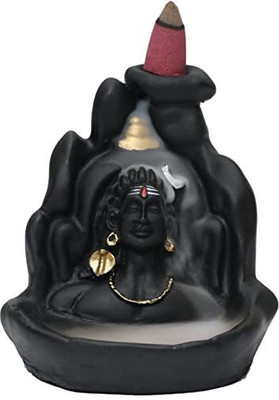 VINAMRA Lord , Shiv 10 Free Smoke Backflow Scented Cone Incenses (Set of 1) Decorative Showpiece  -  10 cm(Polyresin, Black)