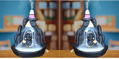 Omkarashilp Lord Adiyogi Shiva Statue Showpiece I With 10 cented Cone(Polyresin, Black) Decorative Showpiece  -  12 cm(Polyresin, Black)