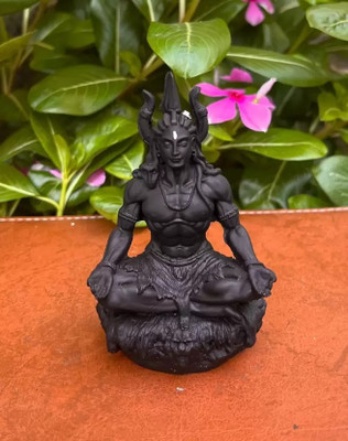 DARIDRA BHANJAN Meditating Adiyogi For Home Car Dashboard Decorative Showpiece  -  10 cm(Resin, Black)