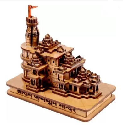 RAGHAV Shri Ram mandir Ayodhya 3D Wood.Decorative Showpiece Temple Decorative Showpiece Decorative Showpiece  -  11 cm(Wood, Brown)