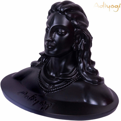 SBBCO Divine Edge Polyresin Adiyogi Shiv Ji Statue For Pooja Room & Car Dashboard Decorative Showpiece  -  17.209999999999997 cm(Polyresin, Black)