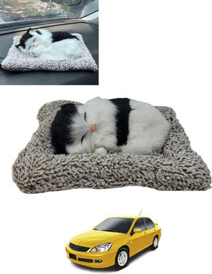 ABJD Universal Sleeping Black/White Cat Showpiece For Dashboard,Home,Office-52 Decorative Showpiece  -  14 cm(Feather, Black, White)