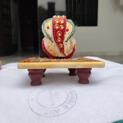 SumHari Collections Ganesh ji murti Decorative Showpiece  -  9 cm(Marble, White, Multicolor)