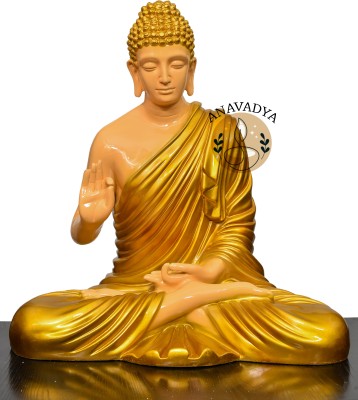 ANAVADYA 2 Feet Buddha Big Size Full Glossy Meditating Idol for Home Decoration Decorative Showpiece  -  61 cm(Polyresin, Beige, Gold)