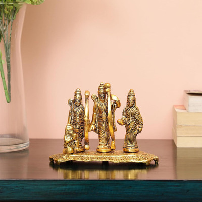 Chhariya Crafts Metal Shri Ram Darbar with Hanuman Ji Decorative Showpiece  -  12 cm(Metal, Gold)