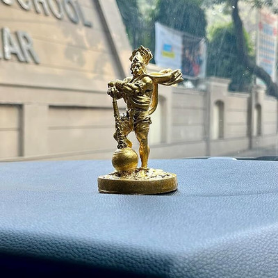 mandora creations Mandora Creations Bahubali Hanuman Showpiece For Home Decor, Car Dashboard Decorative Showpiece  -  5.8 cm(Polyresin, Gold)