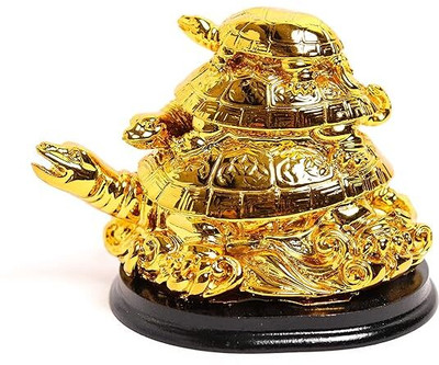 The Spiritual Living Tortoise | Turtle | Kachua for Home Decor & Offices | Feng Shui & Vastu Itmes Decorative Showpiece  -  8 cm(Fiber, Gold)