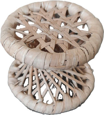 Das Departmental Store Tabletop Mudda | Stool | Invert Pen Stand Decorative Showpiece  -  25 cm(Bamboo, Gold)