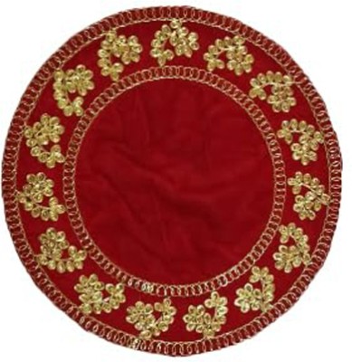 salvusappsolutions Enhance Your Spiritual Space with Our Designer Red & Golden Aasan (15 Inch) Decorative Showpiece  -  35 cm(Fabric, Red)