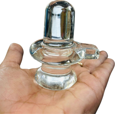 DARIDRA BHANJAN Glass shivling,sphatik shivling,Pure sphatik shivling,Shiv Crystal shivling Decorative Showpiece  -  8 cm(Crystal, White)