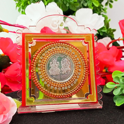 Parasmoni Pure Silver Goddess Laxmi Ganesha Silver Coin Frame for Gift & Home Decor, Decorative Showpiece  -  7.5 cm(Silver, Silver) deal from flipkart