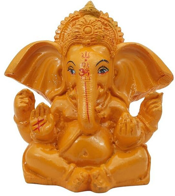 HC VILLA Lord Ganesha Ji Murti | Car Dashboard Brown Resin Action Bal Ganesh Idol Decorative Showpiece  -  6.5 cm(Resin, Yellow)