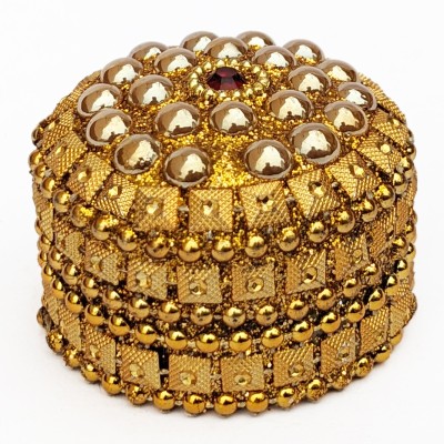 Koil Gold & Pearl Sindoor Dibbi Kumkum Box, Sindoor Dani (1.5 inch) Decorative Showpiece  -  3.5 cm(Metal, Gold)