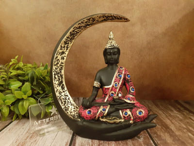 AFTERSTITCH AFTERSTITCH New Golden Buddha Statue with Palm Chand Blessing Lord Buddha Statue Decorative Showpiece  -  20 cm(Polyresin, Pink)