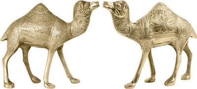 vastu vardan Vastu Brass Design Camel Statue/ Camel Showpiece/ Vastu Remedy (Pack of 2) Decorative Showpiece  -  16 cm(Brass, Clear)
