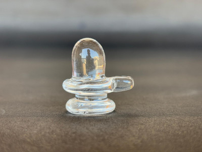 salvusappsolutions Om Gyatri Natural Quartz Crystal/Sphatik Shiva Lingam Shivling Decorative Showpiece  -  3.5 cm(Crystal, White)