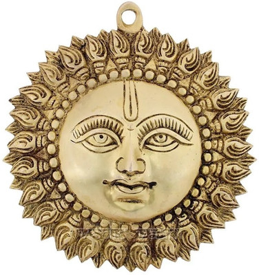 Sambhaav Brass Surya Dev Wall Chakra – Symbol of Prosperity and Vitality Decorative Showpiece  -  17 cm(Brass, Gold)