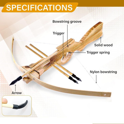 ViaZAID Wooden Toy Crossbow-Bow & Arrow for Kids Archery Set with Rubber-Tipped Arrows Decorative Showpiece  -  5 cm(Wood, Brown)