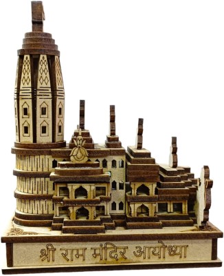 Dev Samagri Shri Ram Ayodhya Mandir|| Handcrafted Wooden Temple for Pooja Room Decorative Showpiece  -  8 cm(Wood, Brown)