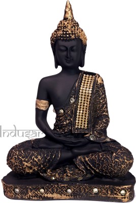 IndusArt Buddha Statue for Home Decor Decorative Showpiece  -  22.86 cm(Gold Plated, Polyresin, Black, Gold)