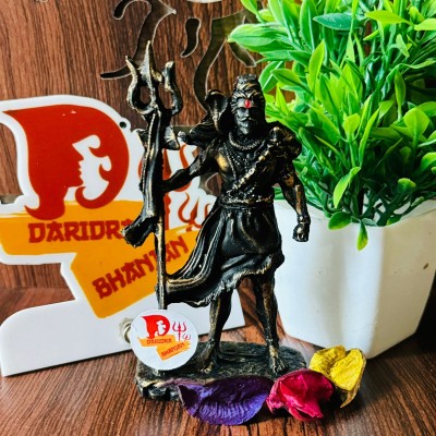 DARIDRA BHANJAN Handicrafts Resin Shiva Statue for car Dashboard Decor Idols, Shiva Decorative Showpiece  -  12 cm(Resin, Black)