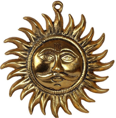 DreamKraft Metal Sun Main Door Wall Hanging for Home Decor Gift Purpose Decorative Showpiece  -  19 cm(Gold Plated, Gold)
