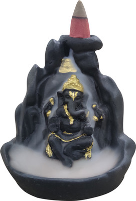 CEC Khushi Enterprises Lord Ganesha Smoke Backflow with free 10pcs backflow cones Decorative Showpiece  -  12 cm(Polyresin, Black)