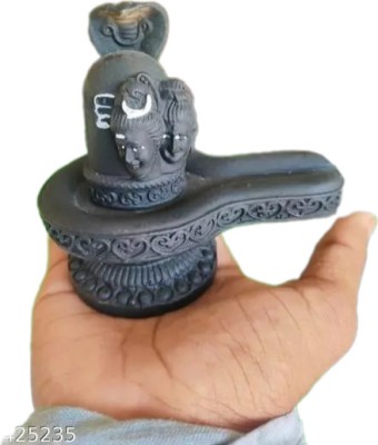 Maa Narmadeshwar Shivling shivling for daily home puja. shivling. black shivling Decorative Showpiece  -  12 cm(Marble, Black)