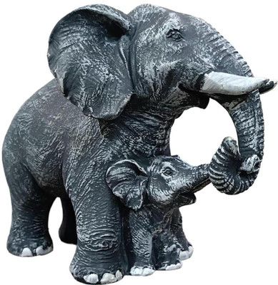 Bhavya Store Right Corner Elephant Statue Resin Showpiece Decorative Showpiece  -  14 cm(Resin, Grey)