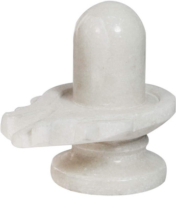 salvusappsolutions White Marble Shivling for Home/Office/Car Dashboard/Puja Decorative Showpiece  -  10 cm(Marble, Brown)