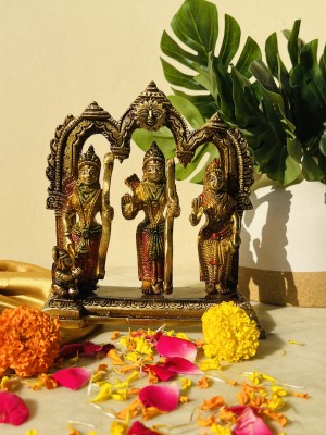 Pital Nagri Craft Pital Nagri Craft Pure Brass Ram Darbar, Ram-Sita-Laxman-Hanuman Idol, Colourful Decorative Showpiece  -  16.5 cm(Brass, Gold)