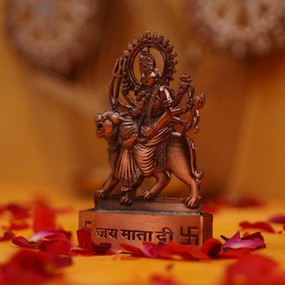 Shv Sherawali mata idol metal durga idol, durga marble idol durga maa, durga statue Decorative Showpiece  -  12 cm(Metal, Brown)