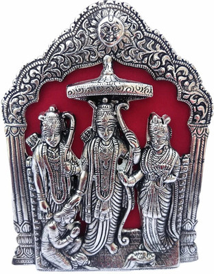 NIRMAL HANDI CRAFT Ram Darbar Idol Lord Rama Laxman and Sita Statue for Temple Ram Darbar Murti for Pooja Decorative Showpiece  -  6 cm(Metal, Silver)