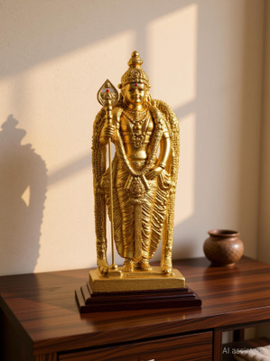 Pathumalai Murugan Pathumalai Murugan Resin Idol | 17 cm (6 Inch) Gold Finish for Home Decorative Showpiece  -  17 cm(Polyresin, Gold)