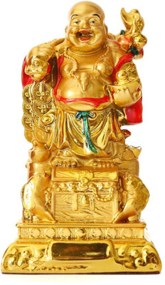 The Spiritual Living Laughing Buddha | Home Decor | Laughing Buddha Statue for Money | Vastu Item Decorative Showpiece  -  12.7 cm(Resin, Gold, Red)