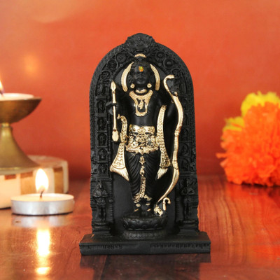 TIED RIBBONS Ayodhya Ram Lala Idol Statue for Table and Car Dashboard Accessories Decorative Showpiece  -  9.6 cm(Resin, Black)