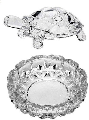 MANISHAJEWELS Crystal Glass Turtle Plated Feng Shui Tortoise Plate Vastu Yantra Feng Shui Decorative Showpiece  -  5 cm(Crystal, White)
