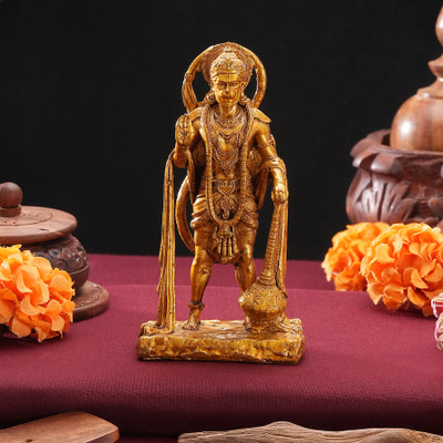 TIED RIBBONS Lord Hanuman Idol for Car Dashboard Decoration,Table Decorative Showpiece  -  11.43 cm(Resin, Gold)