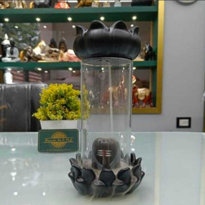 shivna Shivling Incense Backflow Smoke Fountain With 10 Incense Cones Decorative Showpiece  -  20 cm(Glass, Black)