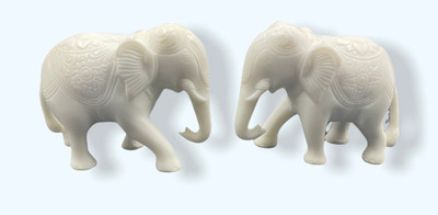 Sai Divya Decorative Elephant Showpiece Decorative Showpiece  -  9 cm(Marble, White)