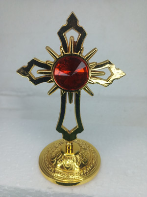 tskutty JESUS CHRIST CROSS DASHBOARD METAL IDOL Decorative Showpiece  -  10 cm(Metal, Multicolor)