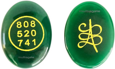 Multiagate Green Jade Crystal Money Switch Word & Zibu Symbol of Prosperity Oval Shape Decorative Showpiece  -  0.5 cm(Stone, Green)