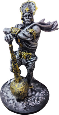 Craftarium Antique Lord Bahubali Hanuman Idol Statue Bajrang Bali Resin Black/Gold Decorative Showpiece  -  19 cm(Resin, Black, Gold)