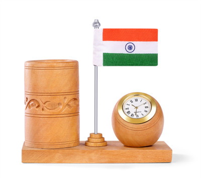 DESHPREM 1 Compartments Wooden Pen Stand(Beige Wood)