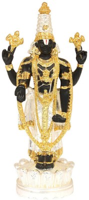 INTERNATIONAL GIFT Black & Gold Plated Tirupati Balaji Idol | Religious Figurine | For Pooja Decorative Showpiece  -  12 cm(Metal, Silver)