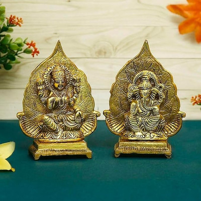 DIKSHA PRODUCTS METAL LAXMI GANESHA IDOL DIWALI GIFT NAVRATRI POOJA FOR HOME Decorative Showpiece  -  5 cm(Metal, Brown)