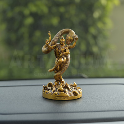 ARTARIUM Mystical Shiva Figurine Handcrafted Resin Idol With Golden Accents For Home Car Decorative Showpiece  -  9.9 cm(Resin, Brown)